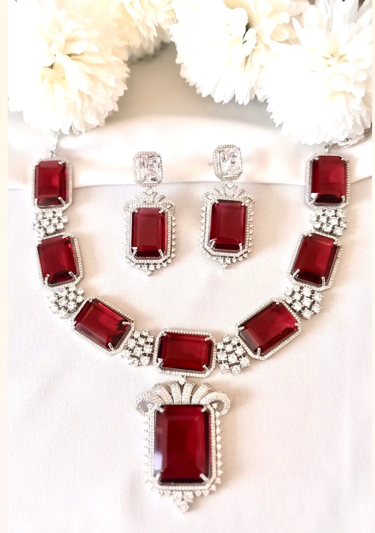 Regal Ruby Diamond Necklace Set