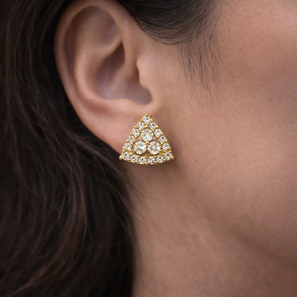 Trinity Sparkle Triangle Stud Earrings