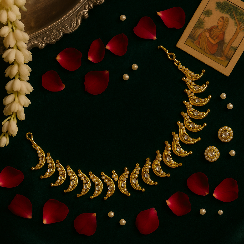 Crescent Kundan & Pearl Maatha Patti