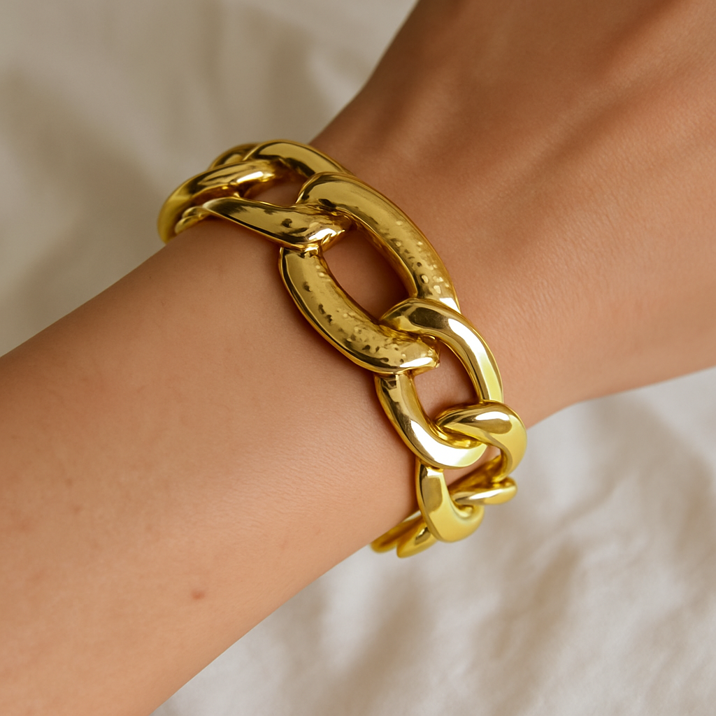 Bold Luxe Gold-Plated Chain Bracelet