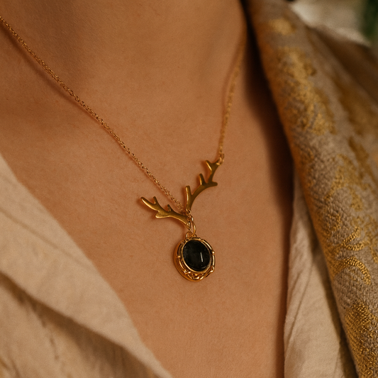 Midnight Antler Charm Necklace