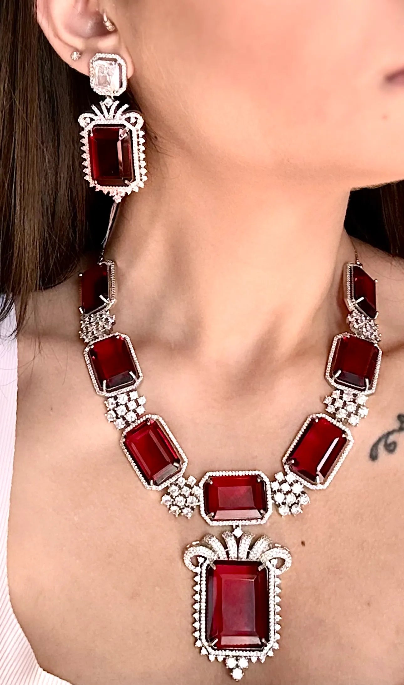 Regal Ruby Diamond Necklace Set