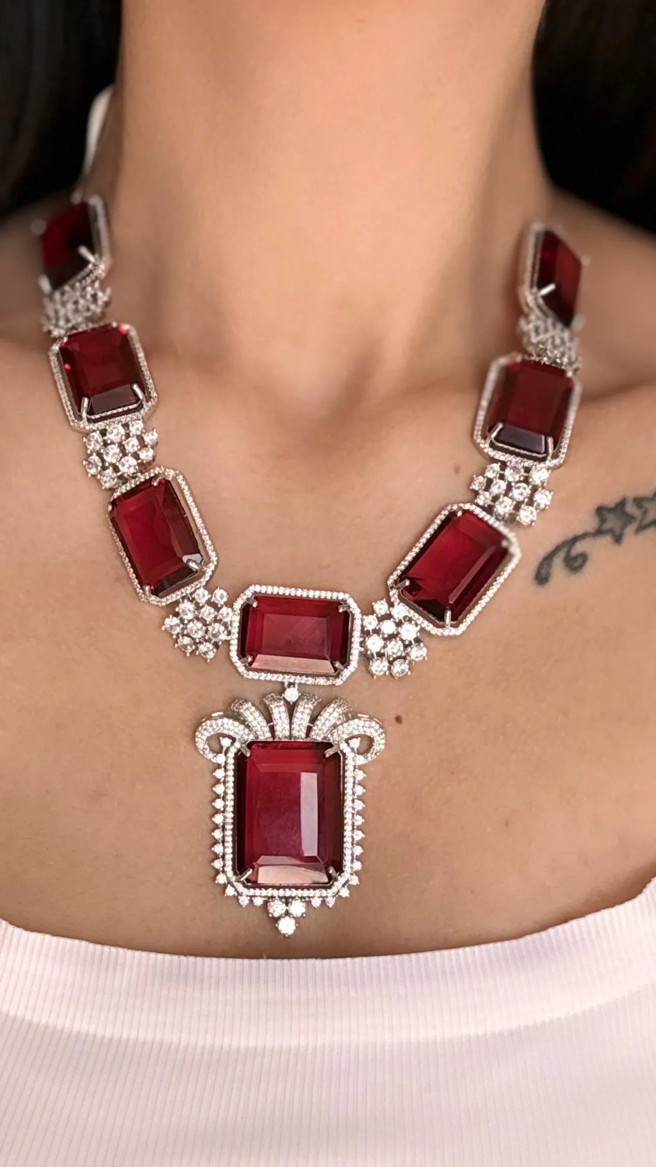 Regal Ruby Diamond Necklace Set