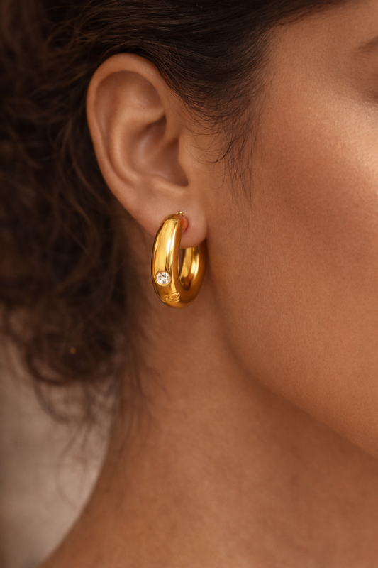 Solene Gold Oval Hoop Earrings