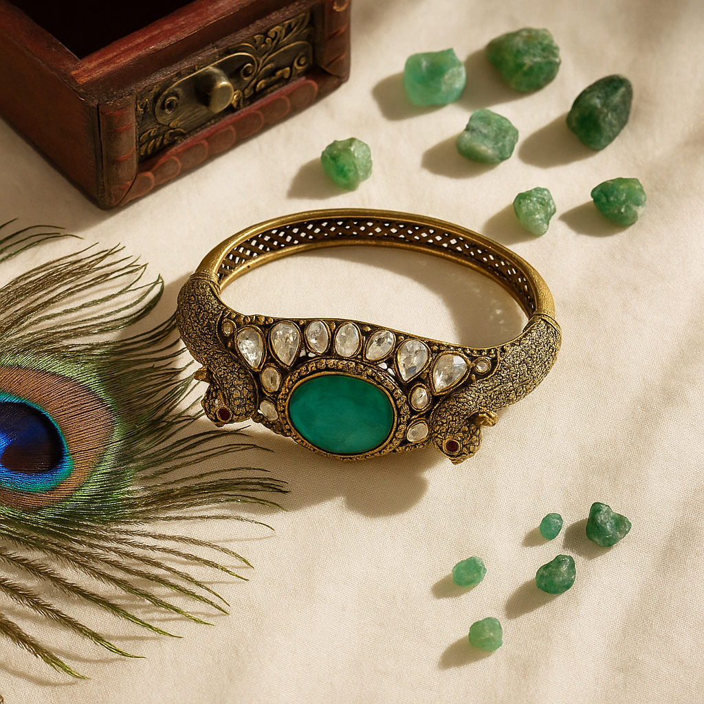 Emerald and Kundan Bangle