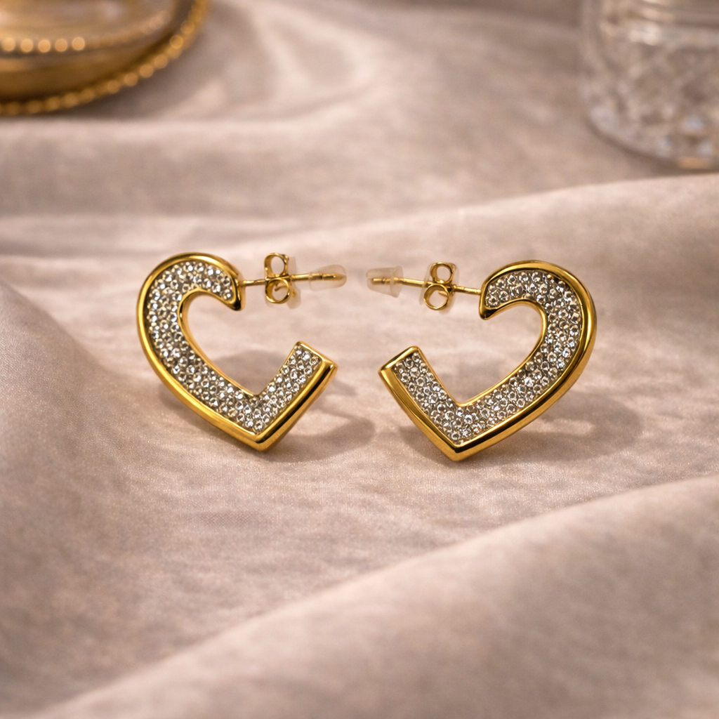 Amour Crystal Heart Stud Earrings