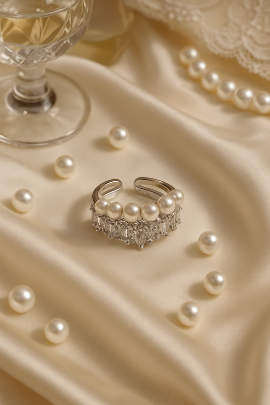 Pearl Cascade Adjustable Ring