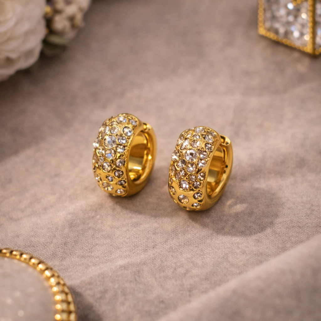 Aurora Pavé Gold Hoop Earrings