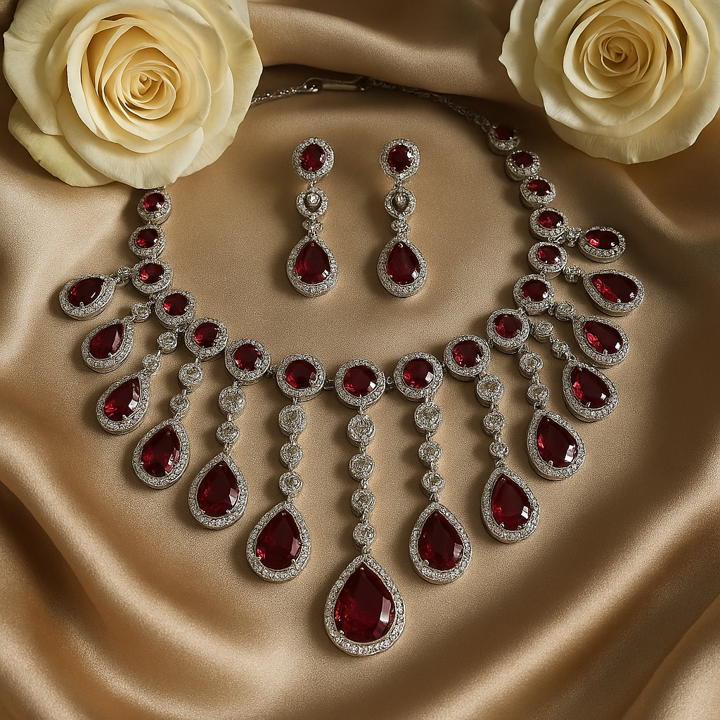 Rouge Cascade Diamond Necklace Set