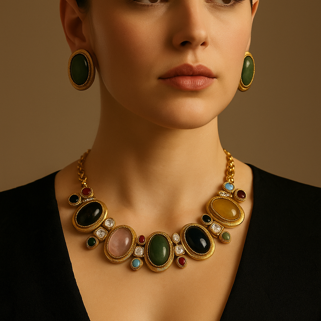 Polki Multistone Necklace Set
