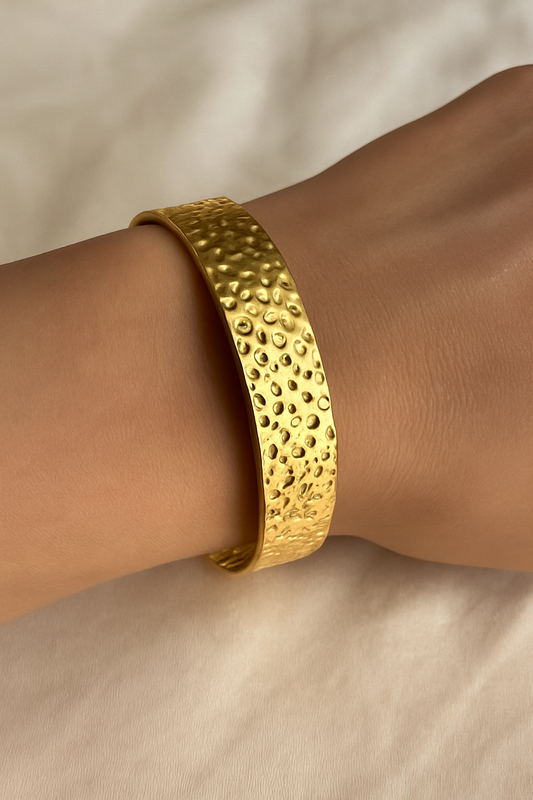 Textured Glow Gold-Plated Cuff Bracelet