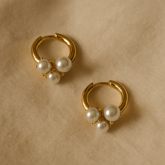 Classic Pearl Cluster Hoop Earrings