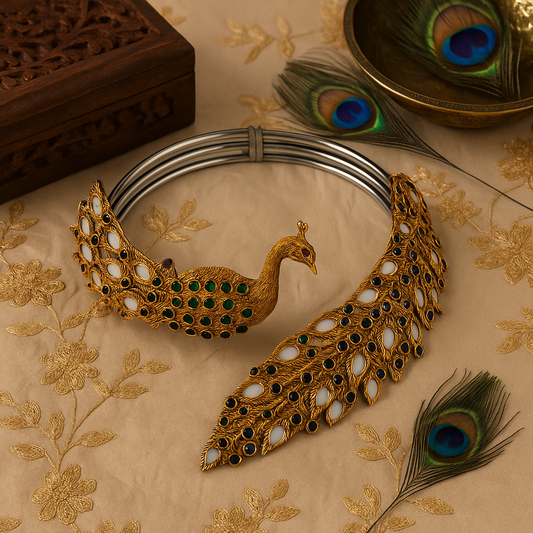 Regal Peacock Choker Set with Ear Cuffs