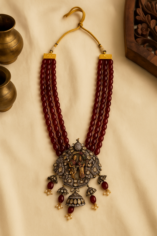 Temple Heritage Ruby & Pearl Necklace Set