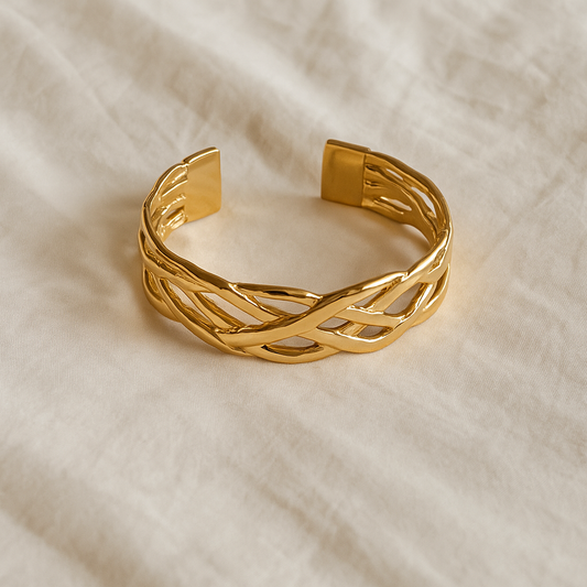 Twisted Elegance Gold-Plated Cuff Bracelet