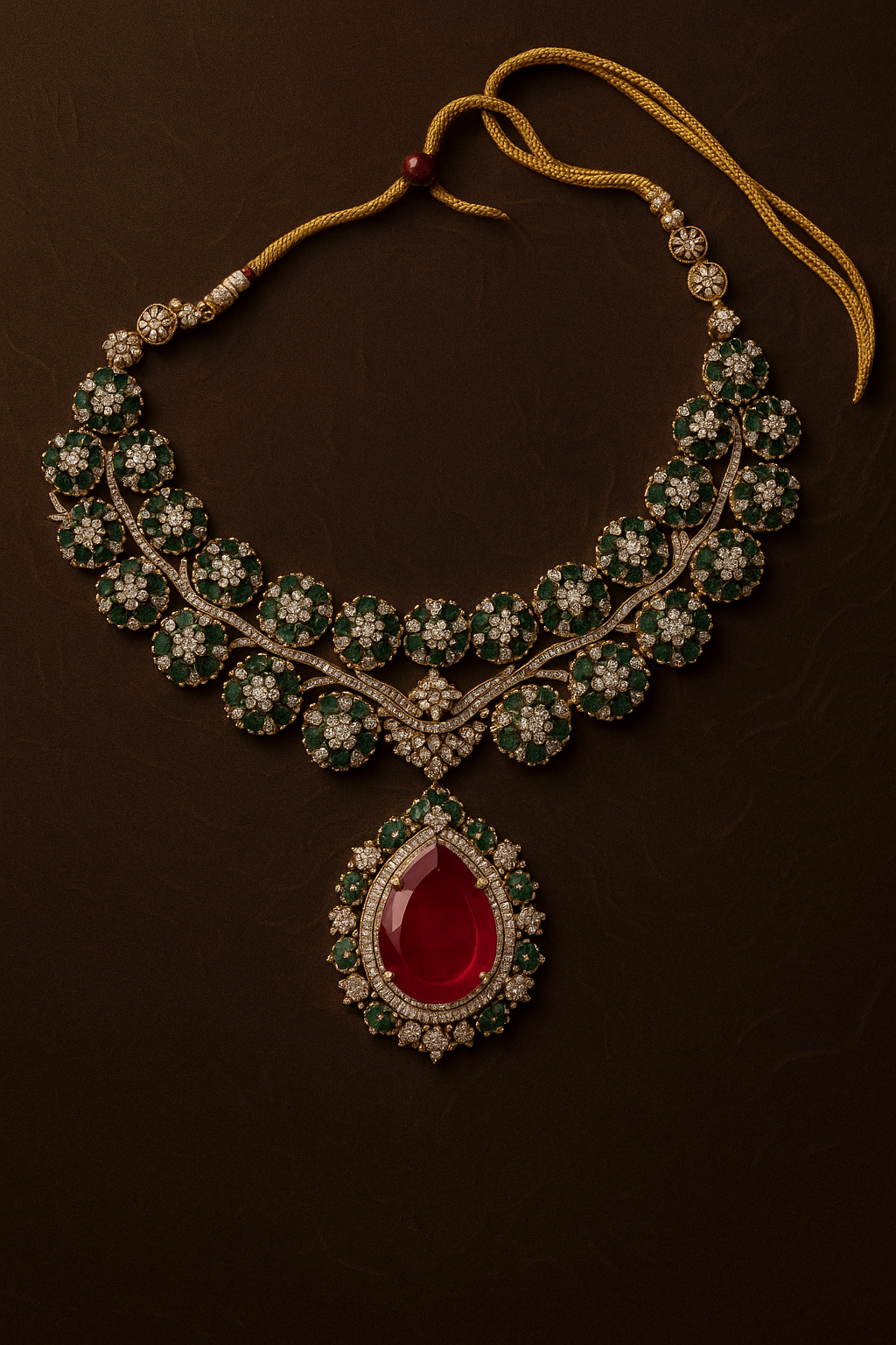 Emerald Royale Ruby Drop Necklace Set