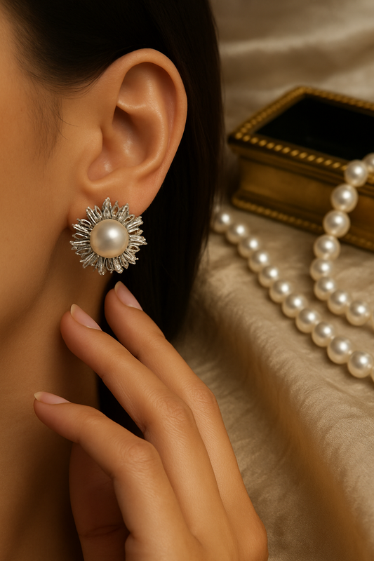 Radiantia Pearl Sunburst Earrings