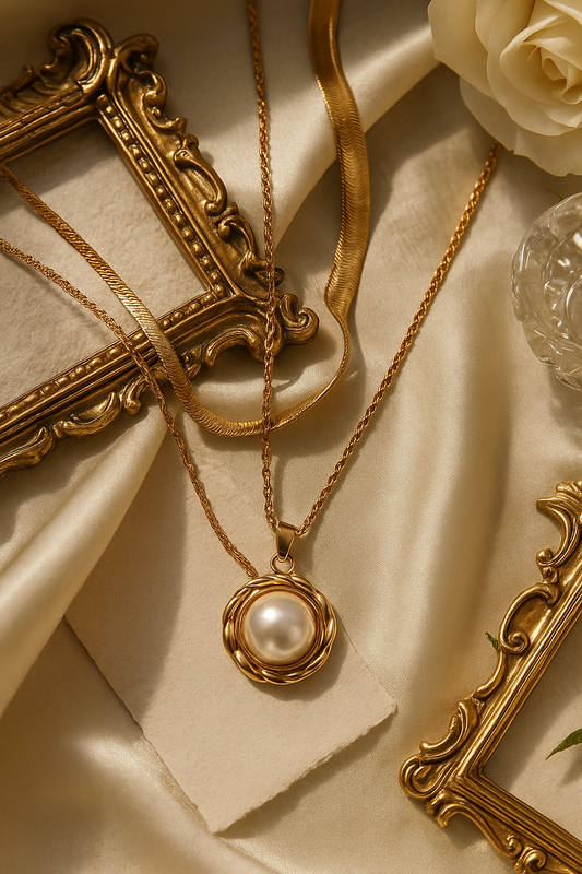Golden Grace Pearl Pendant Necklace