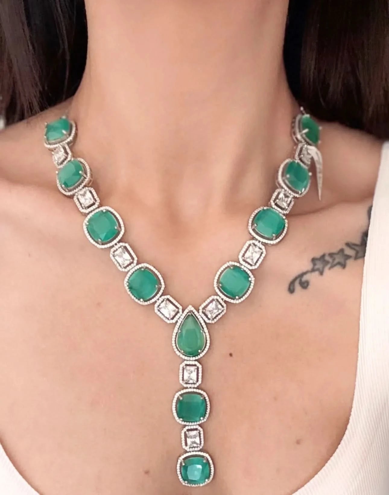 Aqua Glint Diamond Necklace Set