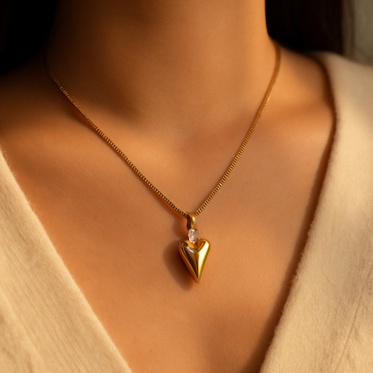 Golden Embrace Heart Pendant Necklace