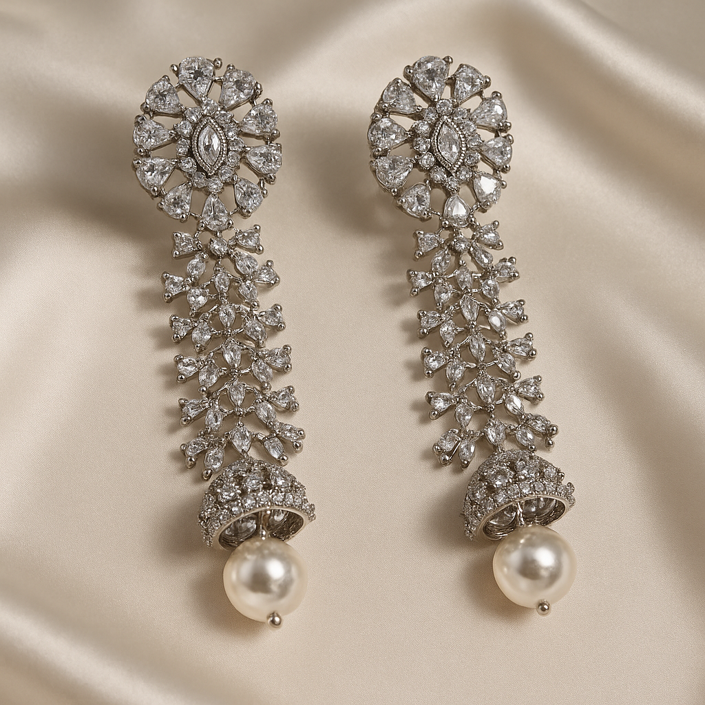 Aarvi Diamond & Pearl Drop Earrings