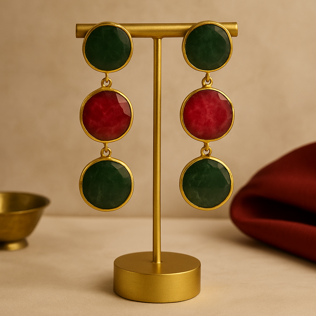Aabha Ruby & Emerald Drop Earrings