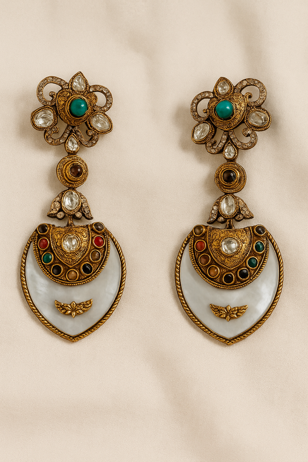 Royal Crescent Kundan & Enamel Necklace Set