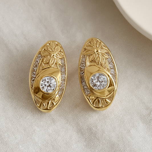 Lustre Oval Statement Stud Earrings