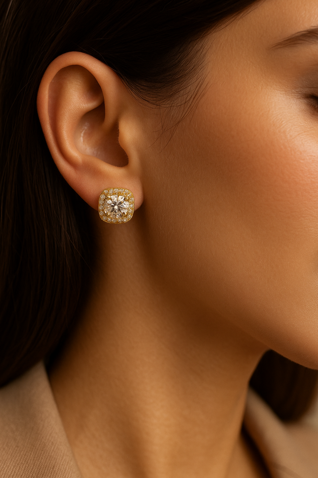 Radiant Cushion Halo Studs