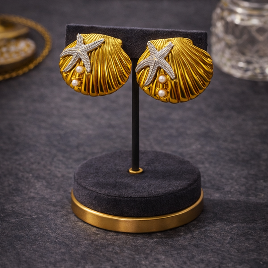 Marina Shell & Starfish Statement Stud Earrings