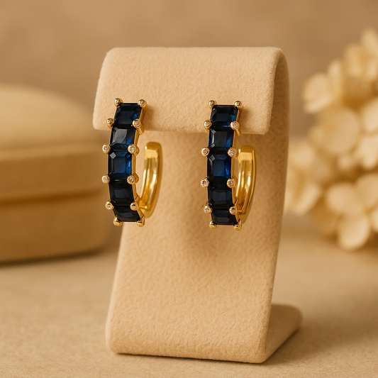 Noor Sapphire Gold Hoops