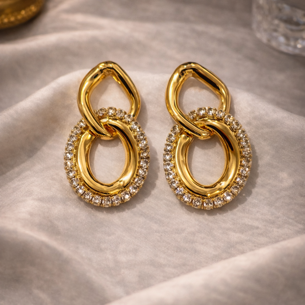 Liora Interlinked Crystal Drop Earrings