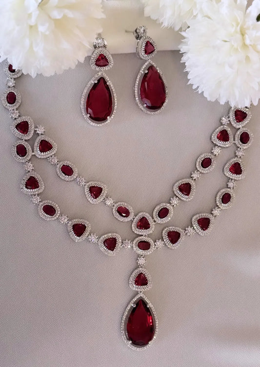 Crimson Glaze Diamond Necklace Set