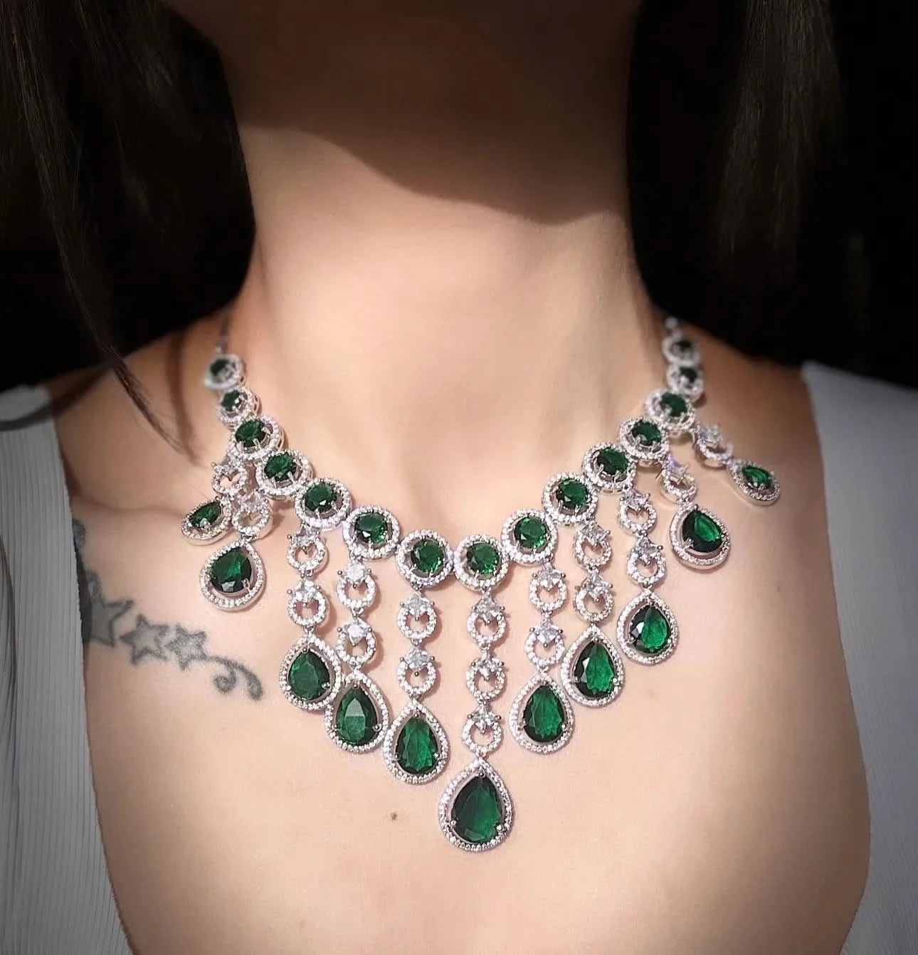Emerald Empress Diamond Necklace Set