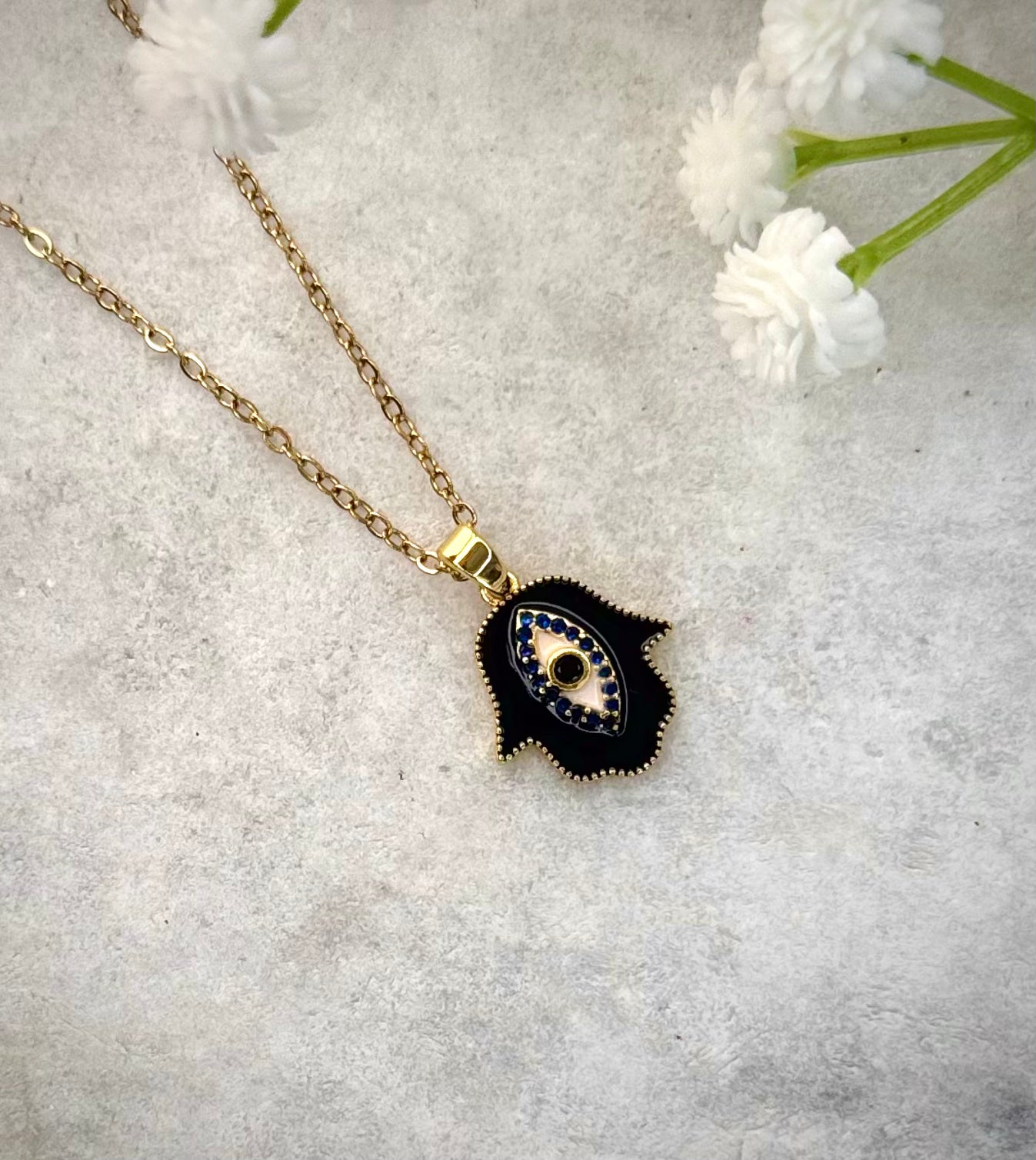 Hamsa Hand Evil Eye Necklace