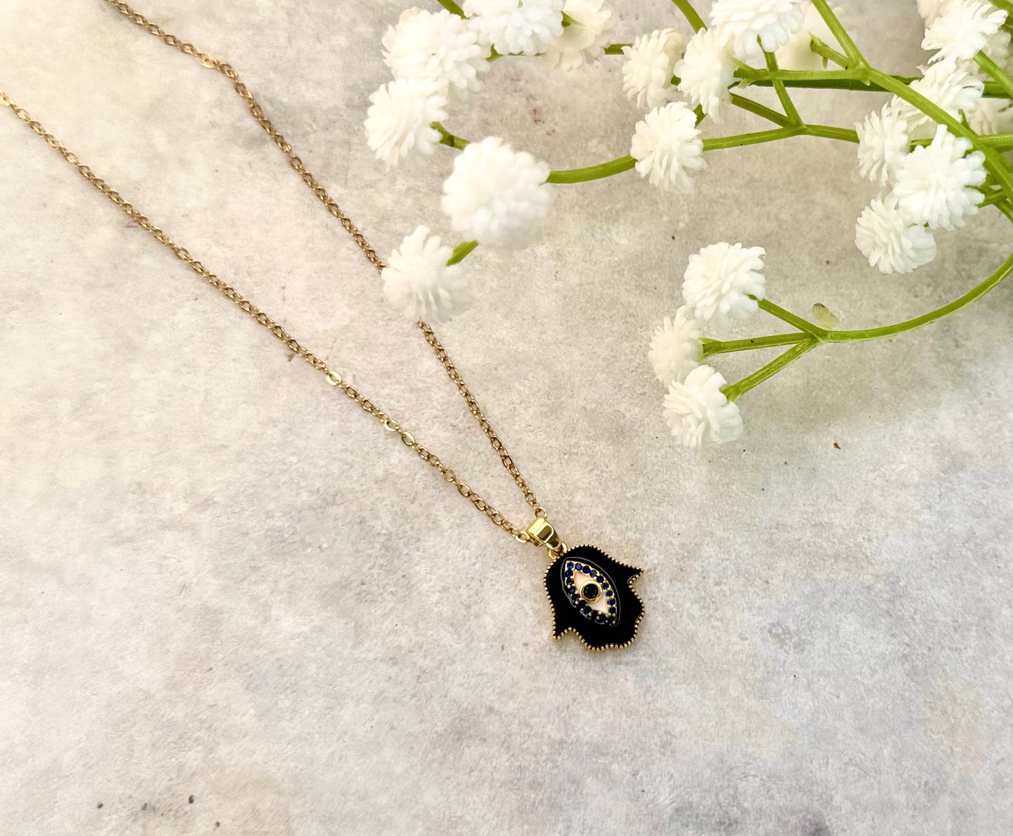 Hamsa Hand Evil Eye Necklace