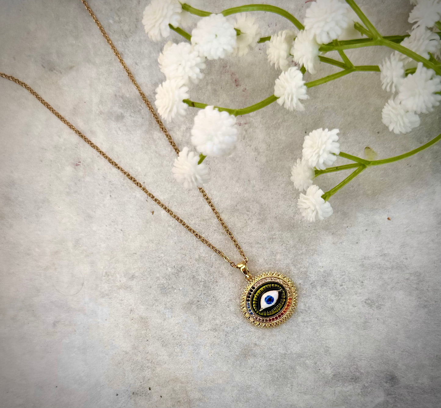 Multi-Colour Evil Eye Pendant Necklace
