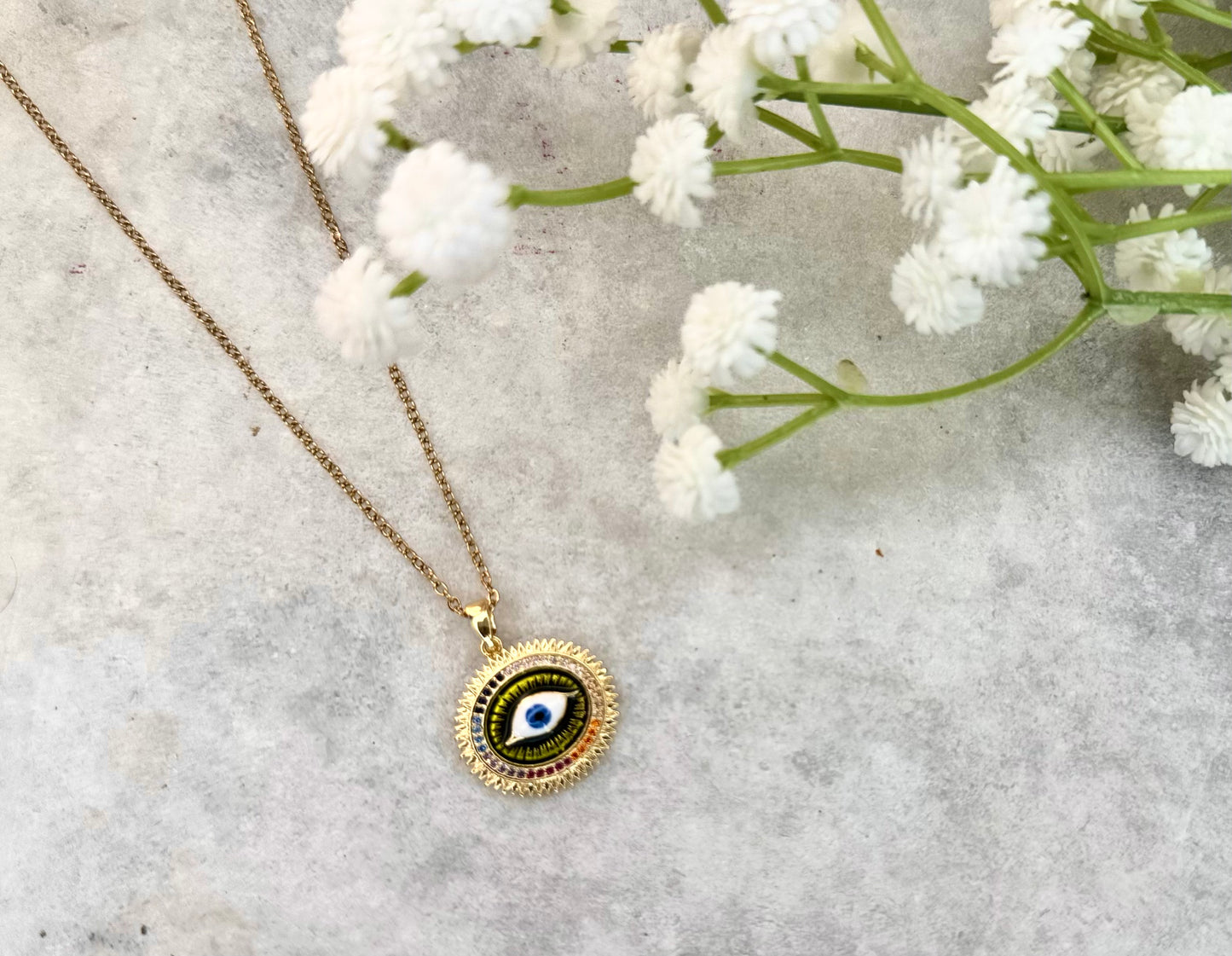 Multi-Colour Evil Eye Pendant Necklace