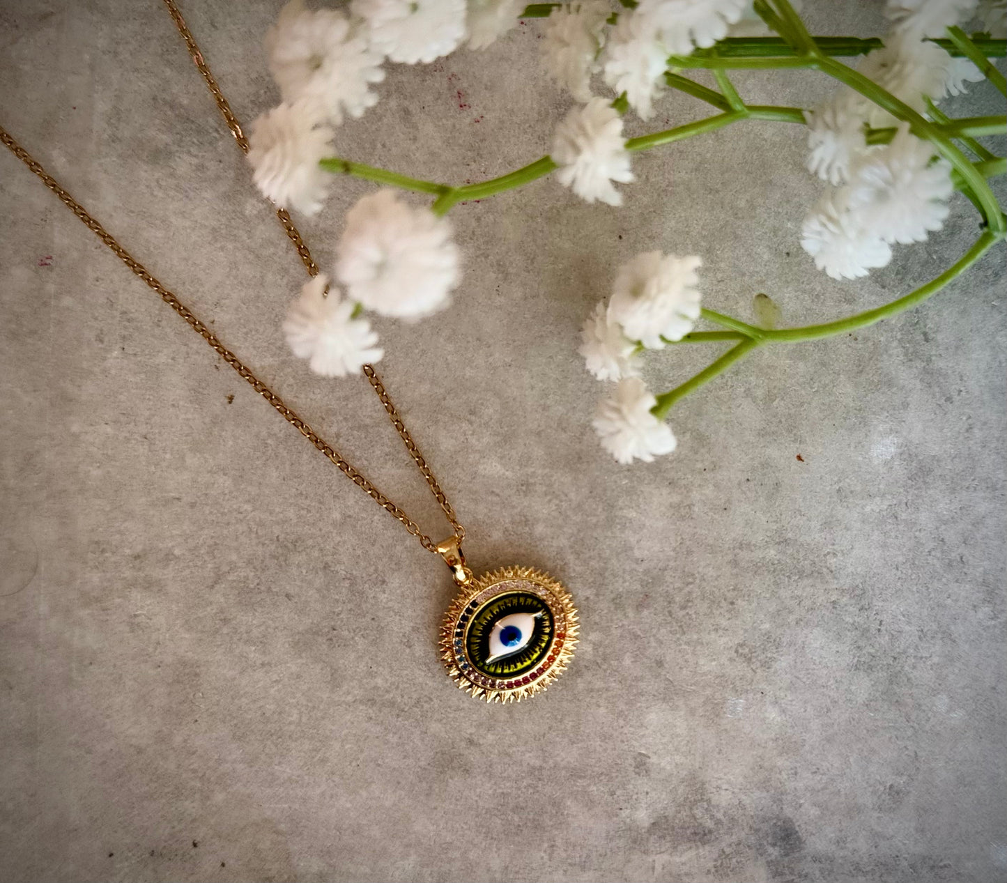 Multi-Colour Evil Eye Pendant Necklace
