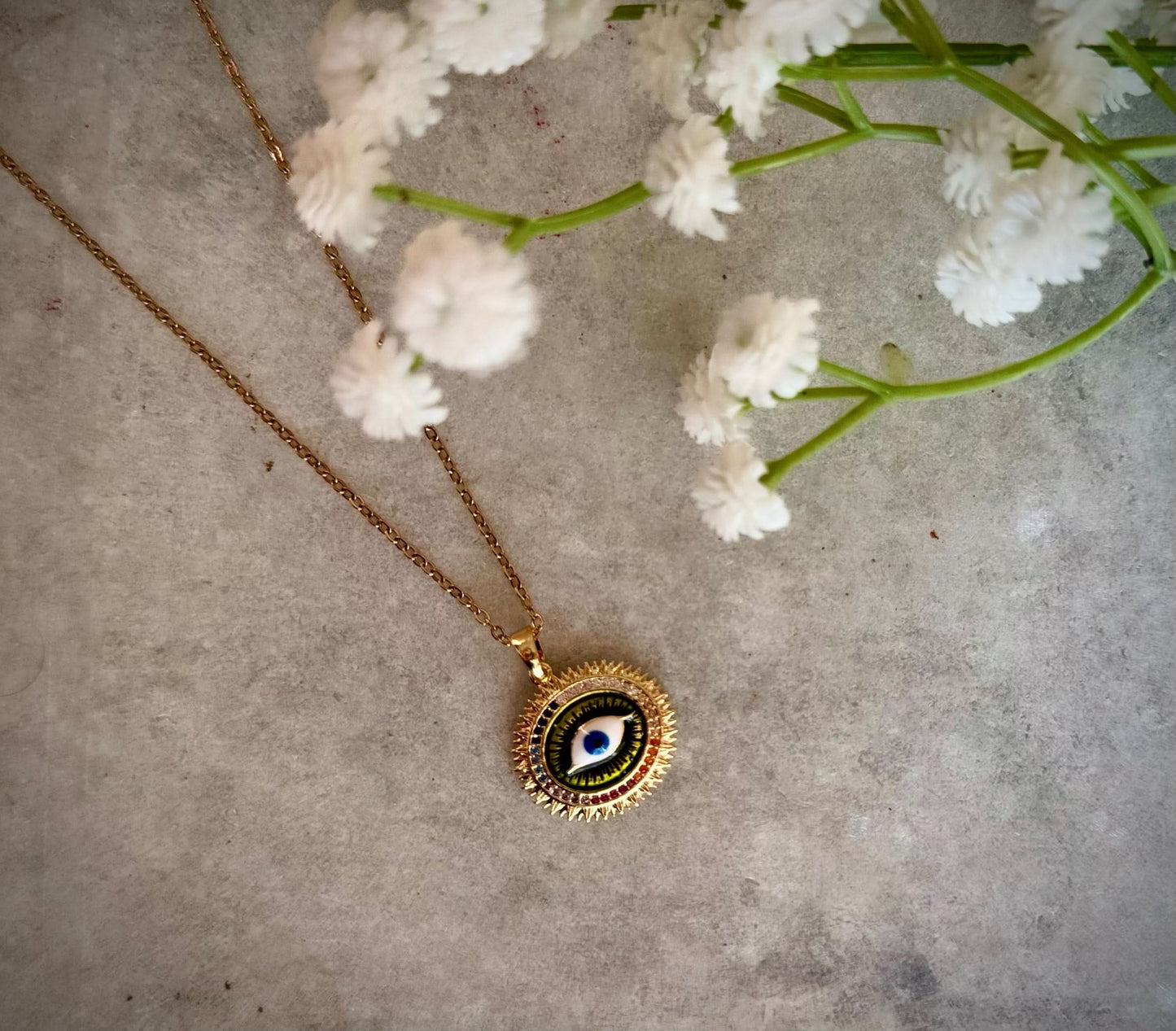 Multi-Colour Evil Eye Pendant Necklace