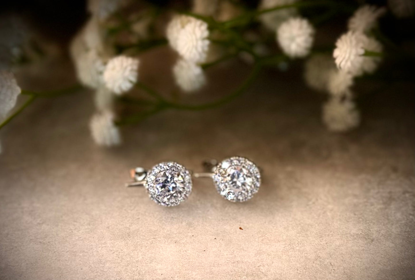 Silver Crystal Stud Earrings