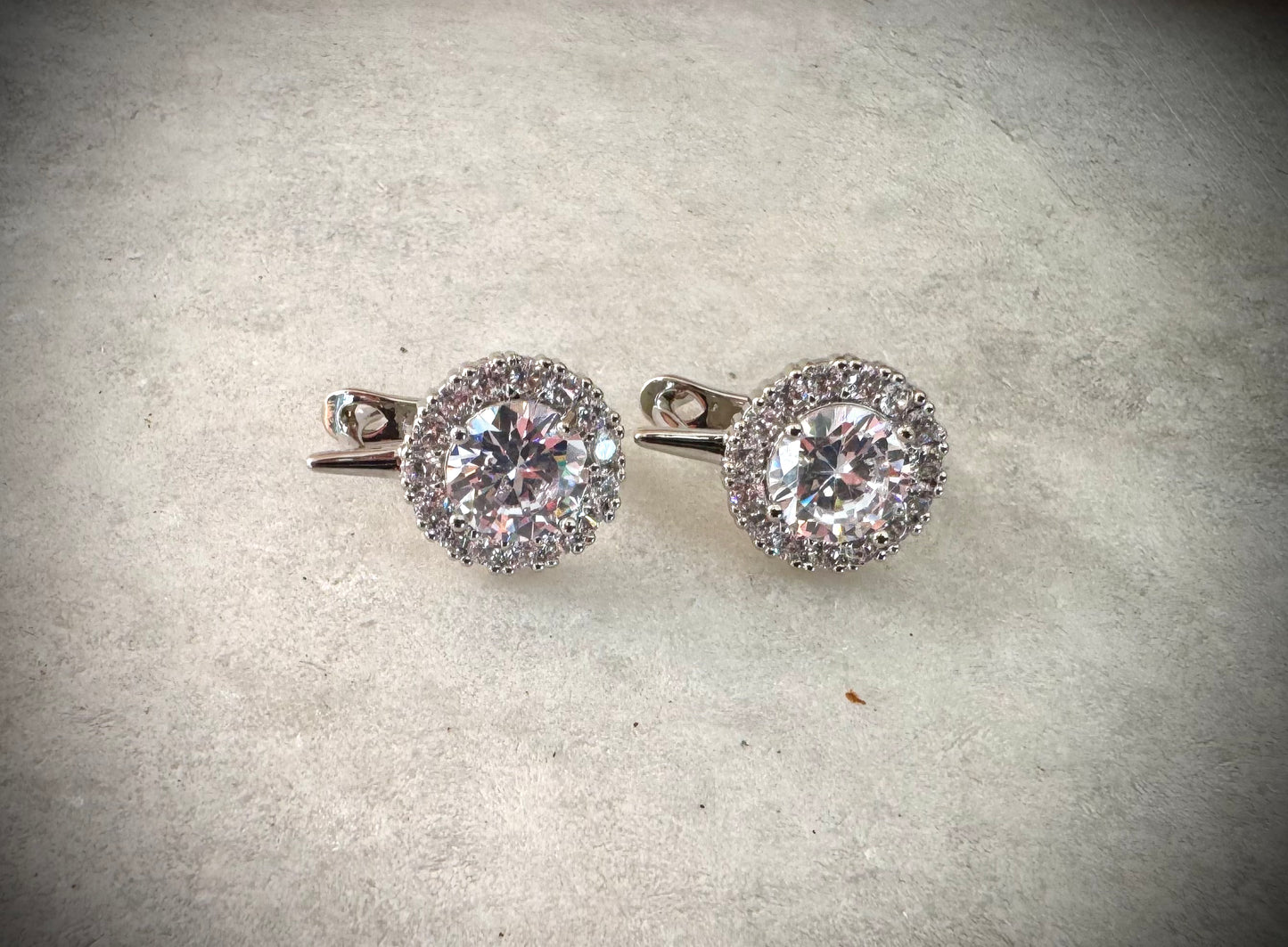 Silver Crystal Stud Earrings