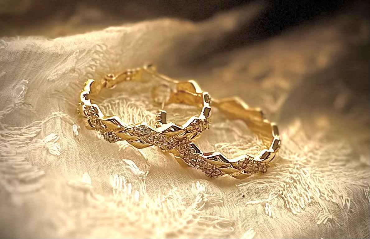 Zigzag Gold Hoop Earrings