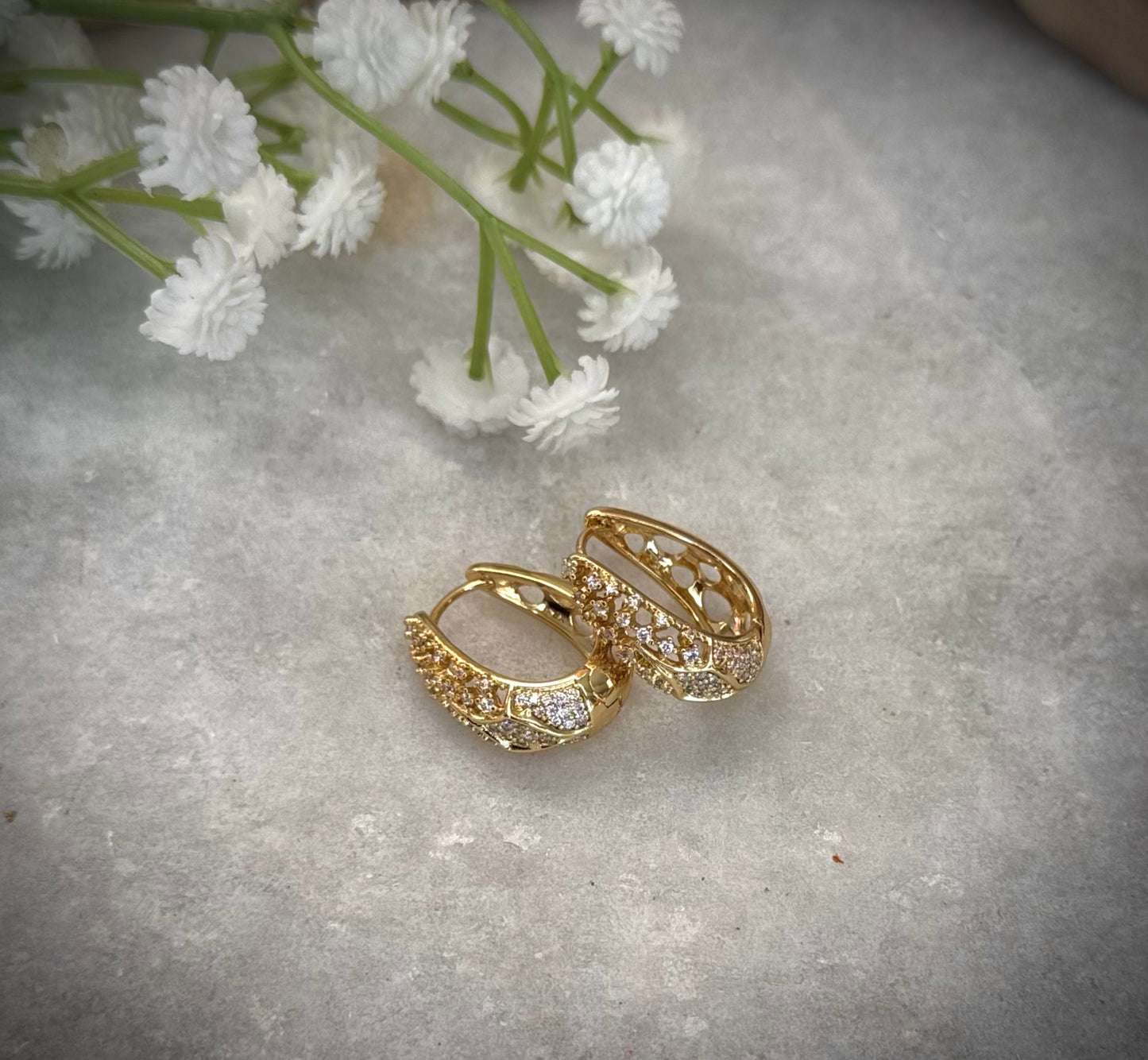 Gold Diamond Mini Hoop Earrings