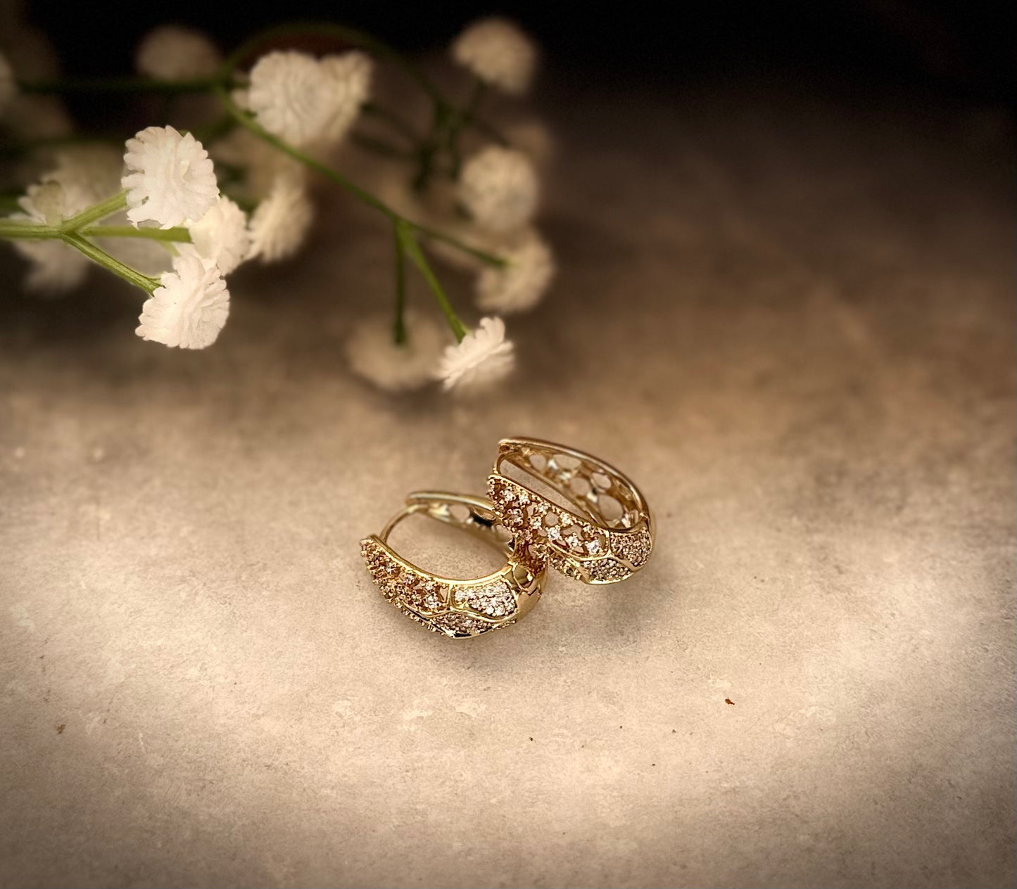 Gold Diamond Mini Hoop Earrings