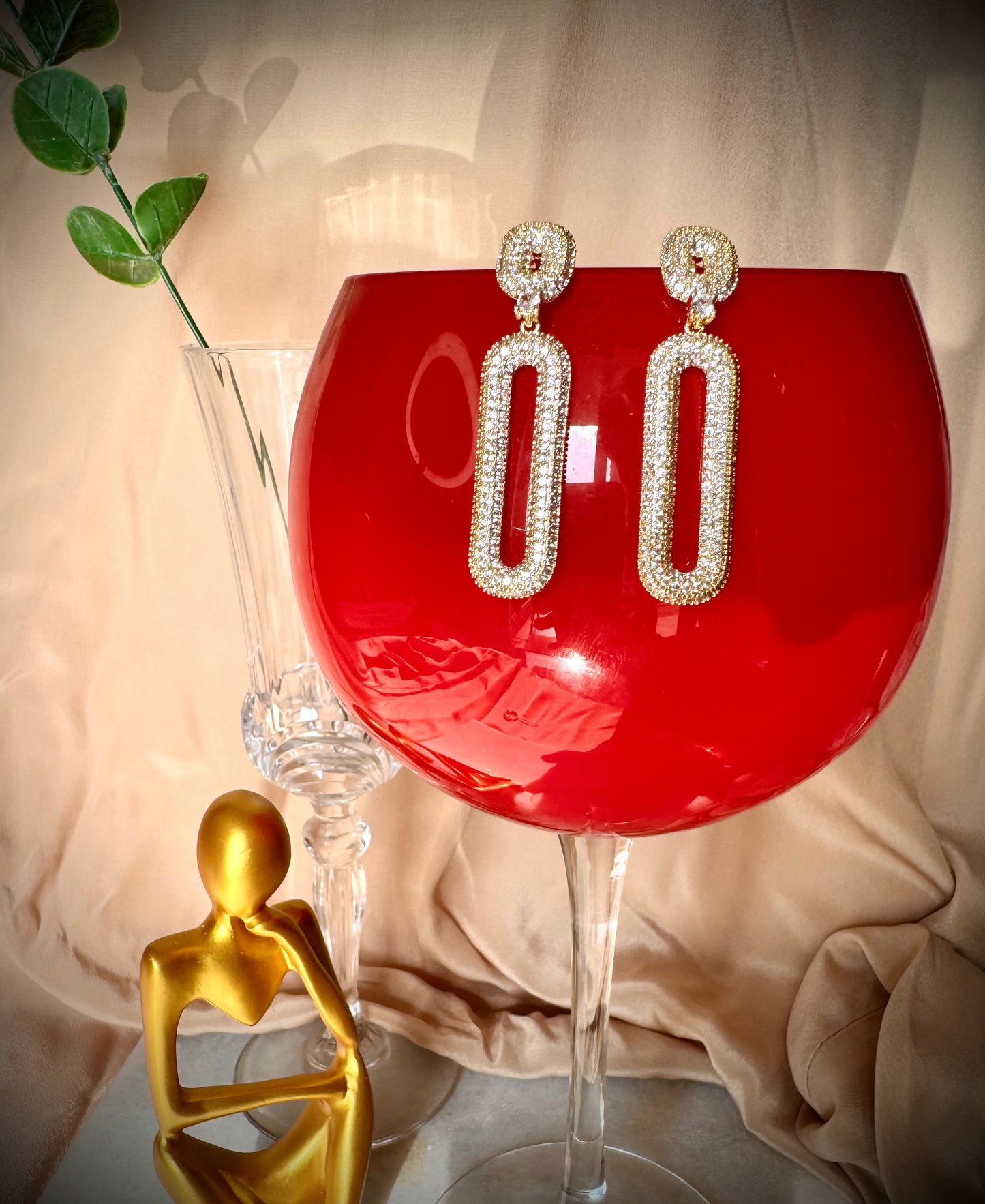 Gold Rectangular Drop Earrings