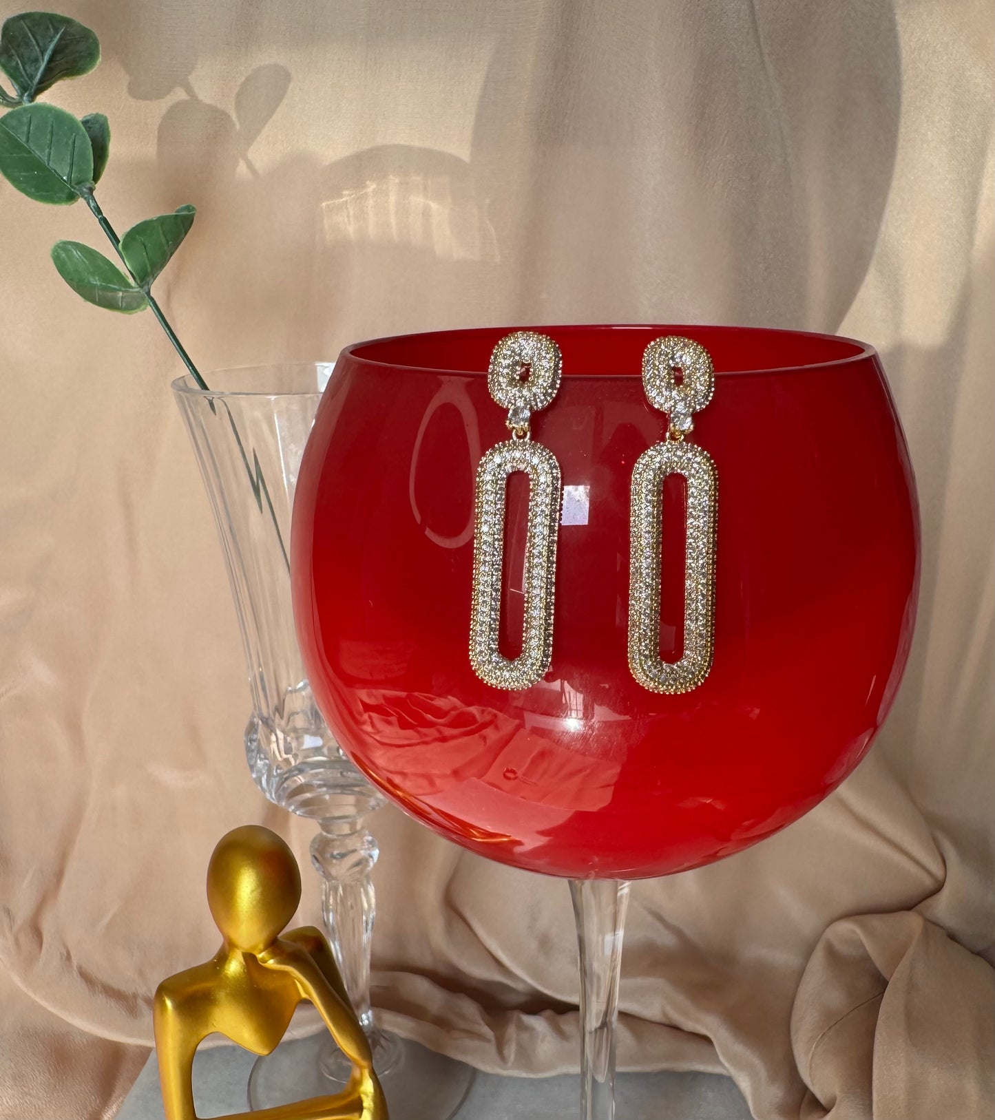 Gold Rectangular Drop Earrings