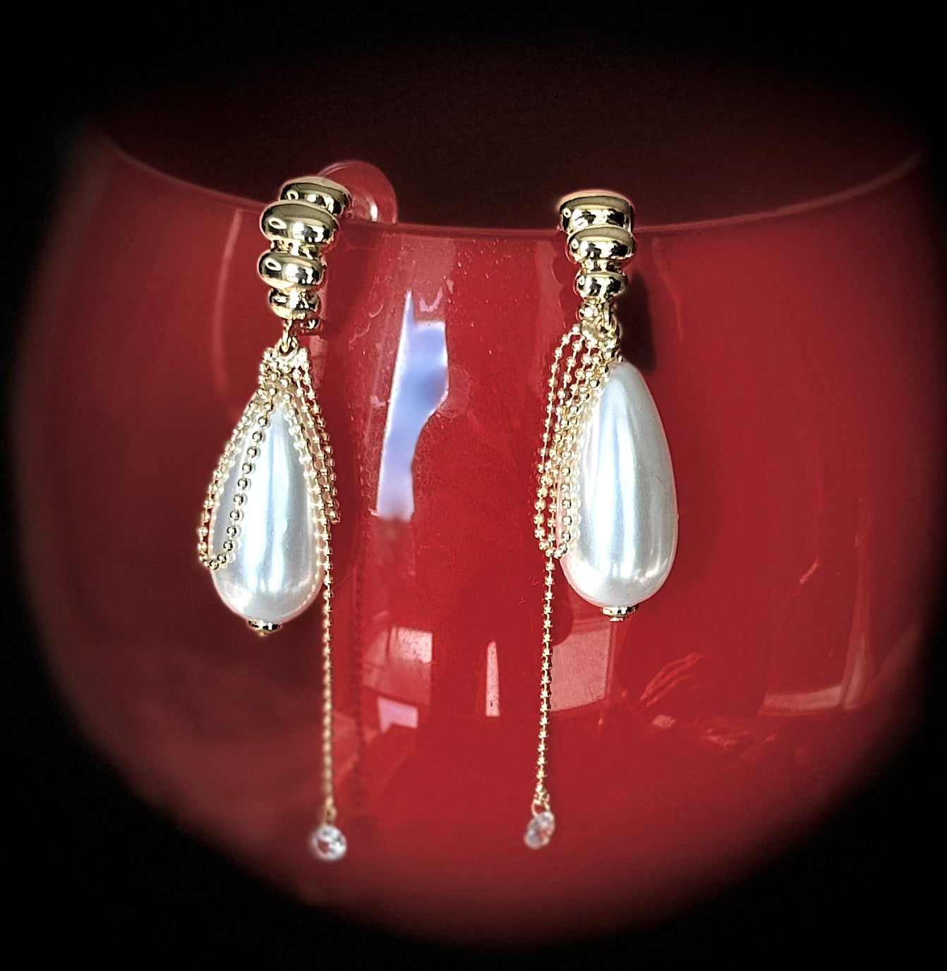 Gold & Pearl Drop Earrings