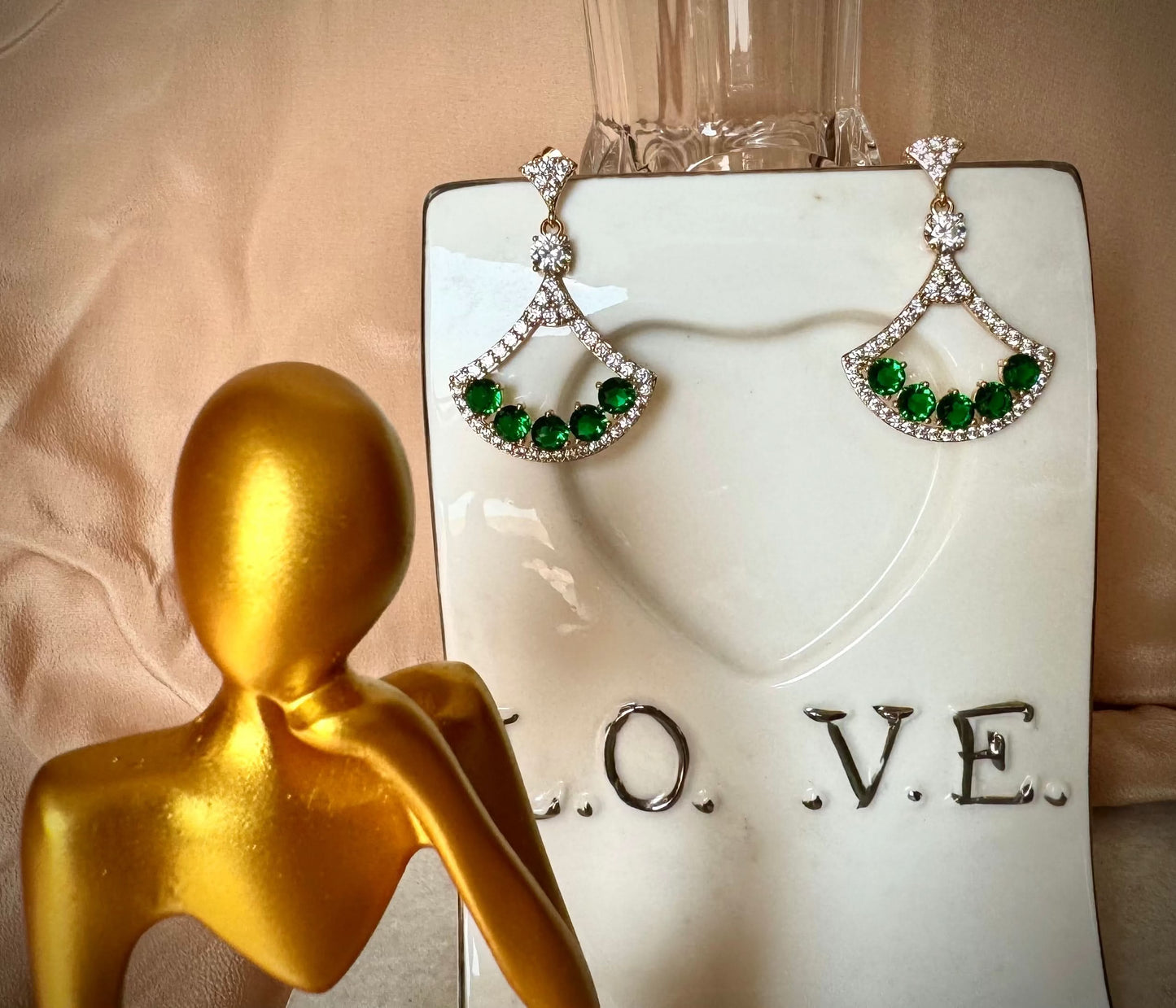 Emerald & Diamond Fan Earrings
