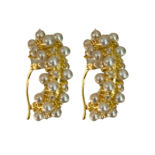 Gold & Pearl Hoop Earrings